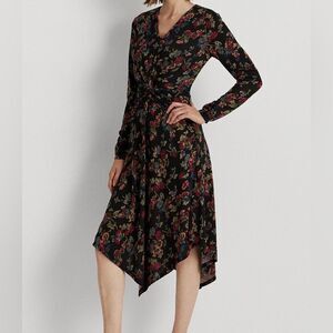 Lauren Ralph Lauren Women's Floral Surplice Jersey Dress Size 4 NWT